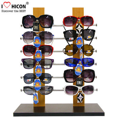 중국 목제 Sunglass 전시 데스크탑 12 쌍, 주문 Eyewear 진열대 단순한 설계 협력 업체